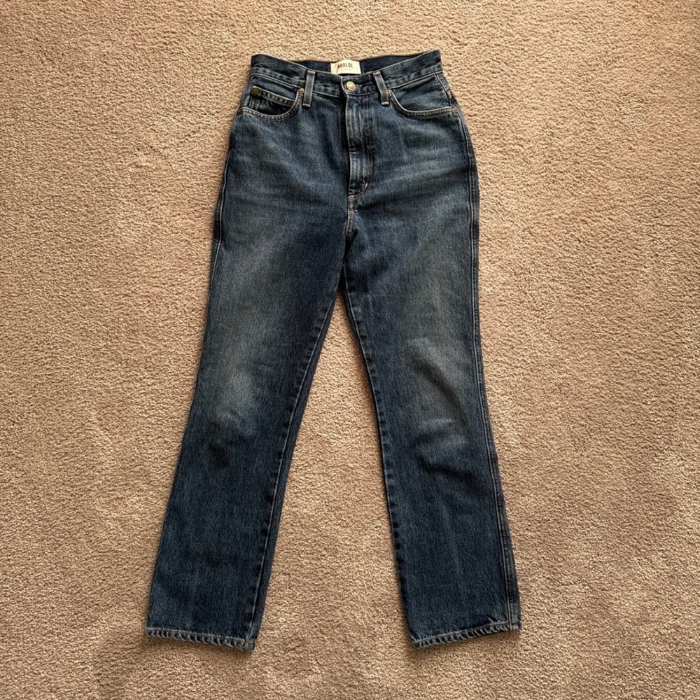 Agolde High Rise Straight Jeans in Dark Indigo